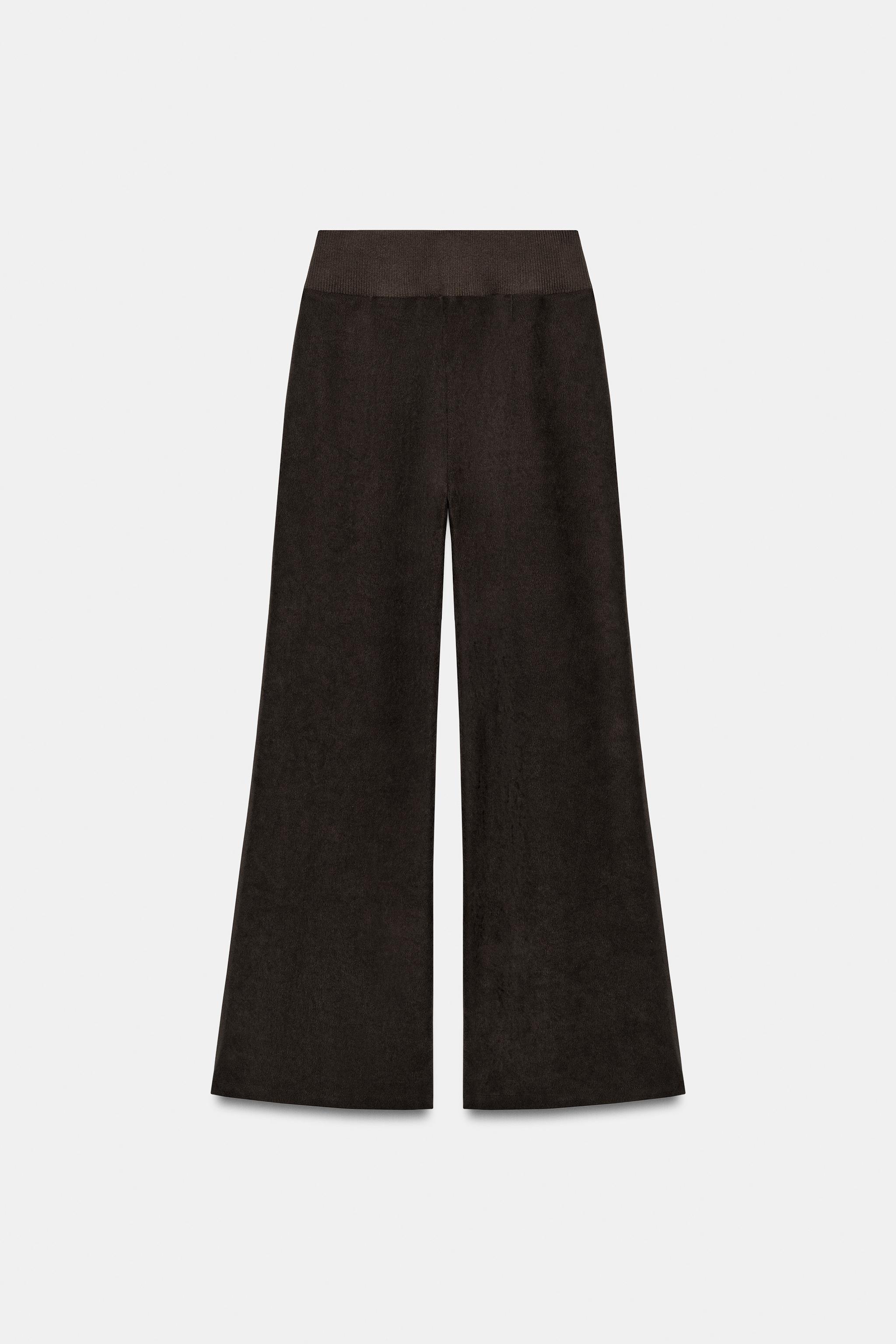 WIDE-LEG RIBBED-WAIST PANTS